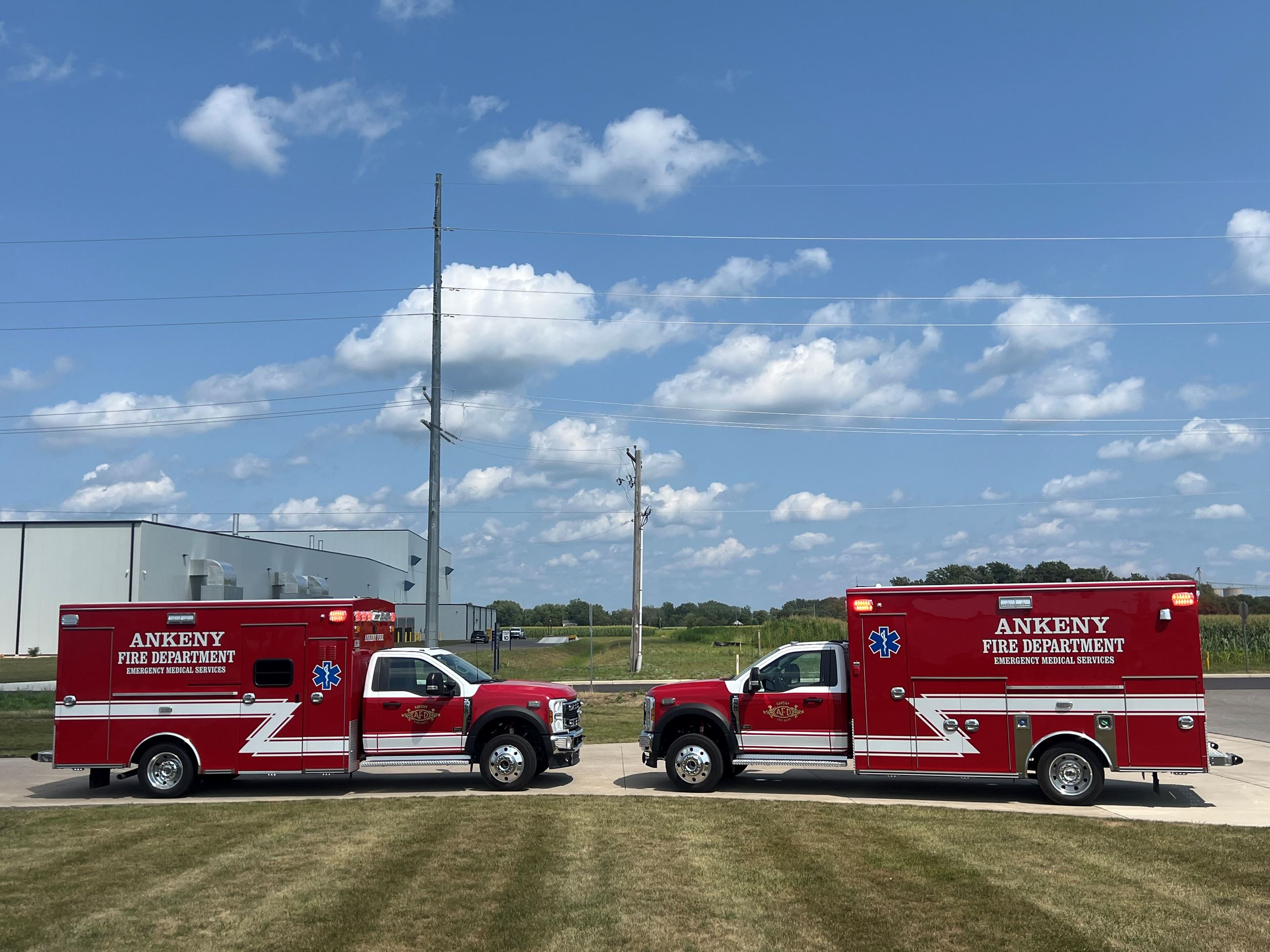 A photo of two Braun Ambulances that are part of the departments fleet